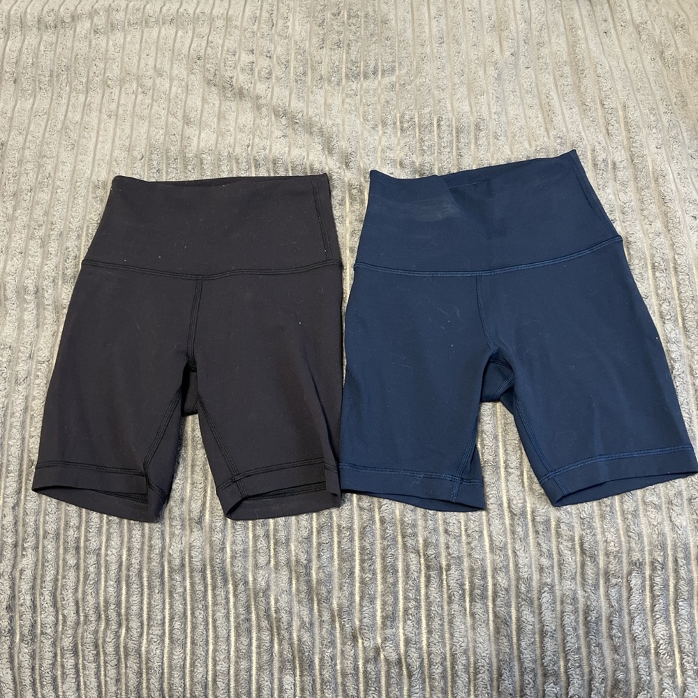 black and true navy lululemon wunder high rise shorts length 6”